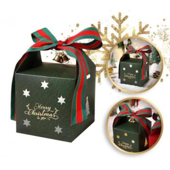 Karácsonyi dekoráció - Zöld karácsonyi ajándékdoboz - 10x10x10 cm kép