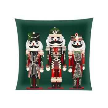 Karácsonyi dekoráció - Zöld karácsonyi párnahuzat diótörőkkel - 40x40 cm kép