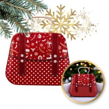 Karácsonyi kollekció - Piros színű fém karácsonyi édességtartó kép