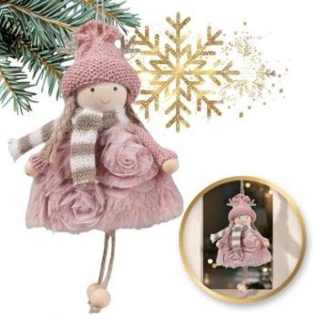 Karácsonyi kollekció - Rózsaszín karácsonyi angyal a fán kép