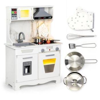 Konyhák - Fából készült, világító gyerekkonyha, berendezéssel kép