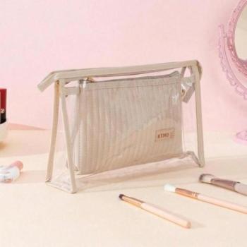 Kozmetikai táskák - Krém színű, két kozmetikai táskából álló szett kép