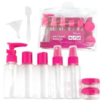 Kozmetikai táskák - Rózsaszín 9 az 1-ben utazó kozmetikai tárolókészlet kép