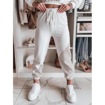 Melegítő nadrágok - Fehér női melegítőnadrág áttört betétekkel UY2514 kép