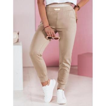 Melegítő nadrágok - Női bézs színű magas derekú melegítőnadrág UY2395 kép