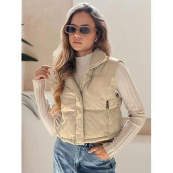 Mellények - Bézs színű rövid női mellény TY5195 kép