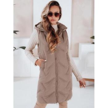 Mellények - Hosszú, sötét bézs színű női mellény TY5098 kép