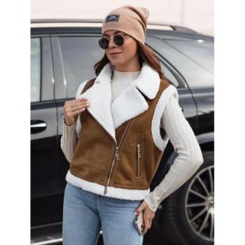 Mellények - Női barna velúr mellény szőrmével TY4741 kép