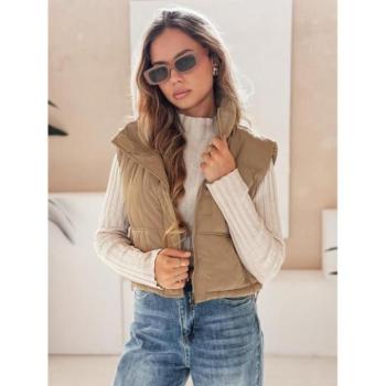 Mellények - Rövid, sötétbézs színű női mellény TY5196 kép