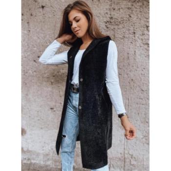 Mellények - Stílusos női mellény kapucnival, fekete színben kép