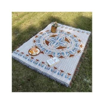 Minky nyári takarók - Kétoldalas kötött BOHO takaró bojtokkal kép