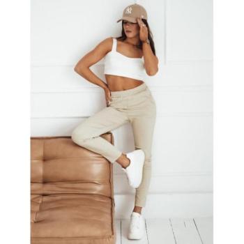 Nadrágok - Bézs színű női nadrág elasztikus derékkal kép