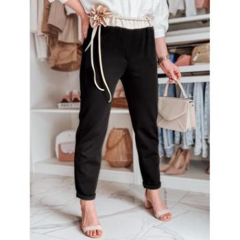 Nadrágok - Fekete női nadrág virágmintával UY2405 kép