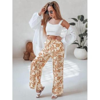 Nadrágok - Női bézs-barna nadrág virágokkal UY2657 kép