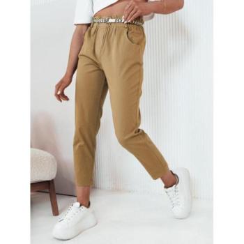 Nadrágok - Világosbarna magas derekú szövetnadrág kép