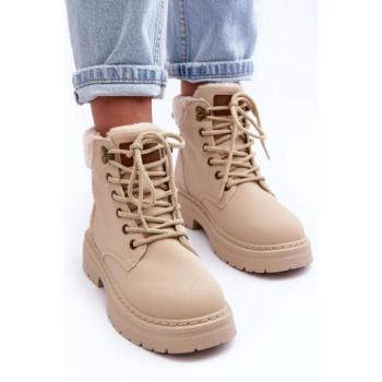 Női bakancsok - Női bélelt workerek bézs színben kép