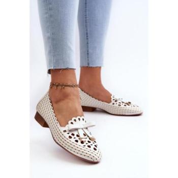 Női balerina cipők - Fehér áttört balerinacipők hölgyeknek kép