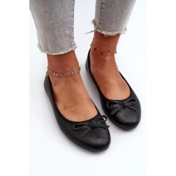 Női balerina cipők - Női fekete balerinák masnival kép