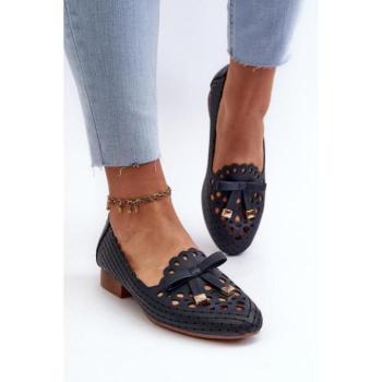 Női balerina cipők - Női sötétkék áttört balerinák kép