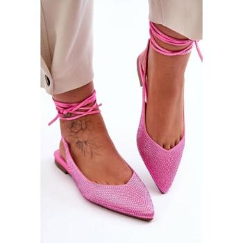Női balerina cipők - Rózsaszín női fűzős balerinacipők kép