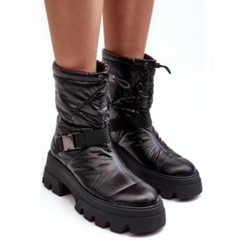 Női csizmák - Fekete bebújós csizma nőknek kép