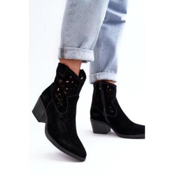 Női csizmák - Fekete női áttört csizma kép