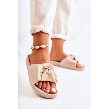 Női papucsok - Bézs, női papucs, masnival kép