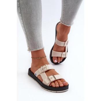 Női papucsok - Bézs színű, illatosított papucsok csatokkal kép