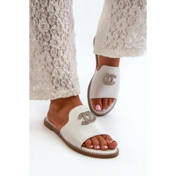 Női papucsok - Ezüst női papucs díszítéssel kép