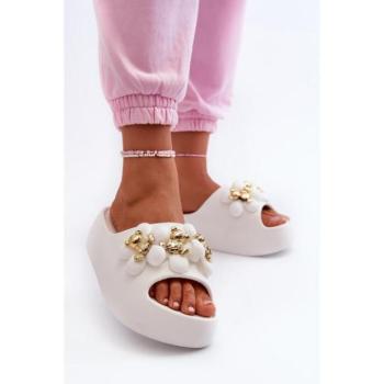 Női papucsok - Fehér platformos női szandál kép