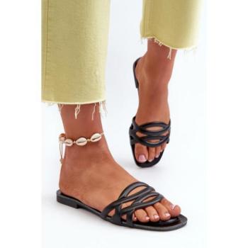 Női papucsok - Fekete lapos női flip-flopok kép