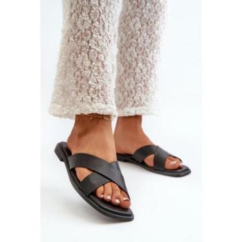 Női papucsok - Fekete női papucs cirkónikkal kép