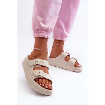 Női papucsok - Női bézs színű habszivacs papucs kép