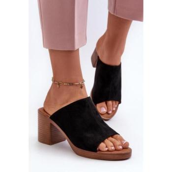 Női papucsok - Női fekete sarkú papucs kép