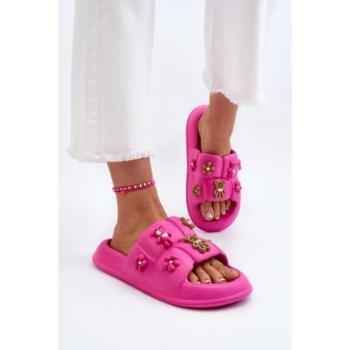 Női papucsok - Női fukszia színű papucs macskával kép