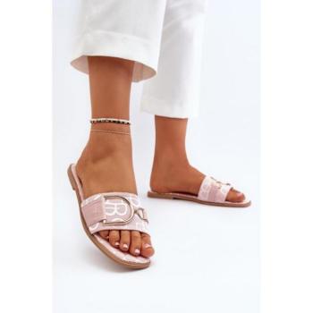 Női papucsok - Női rózsaszín papucs díszítéssel kép