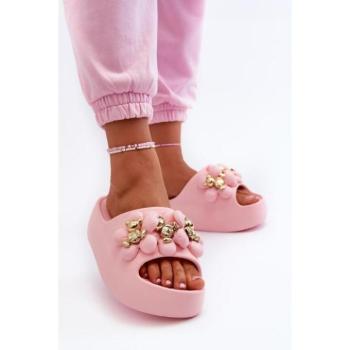 Női papucsok - Púderrózsaszín platform szandálok kép