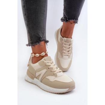 Női sportcipők - Fűzős bézs színű női tornacipő kép