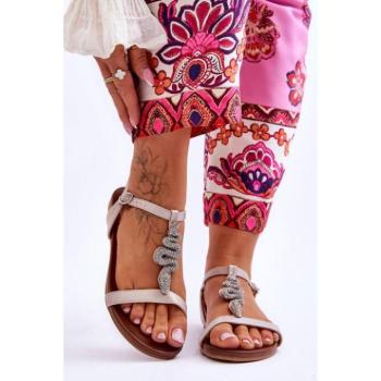 Női szandálok - Bézs színű díszes női szandálok kép