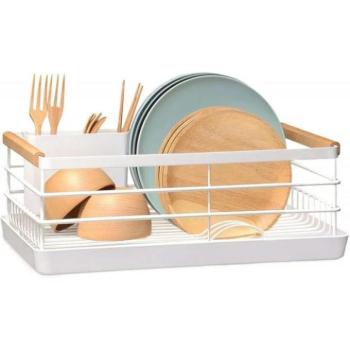 Poharak - Fehér edénylefolyó, tálcával kép