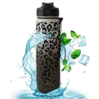 Poharak - Fekete-fehér palack leopárdmintával - 1 l kép