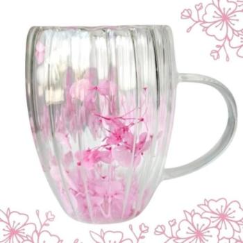 Poharak - Hullámkarton termosz rózsaszín virágokkal belül - 300 ml kép