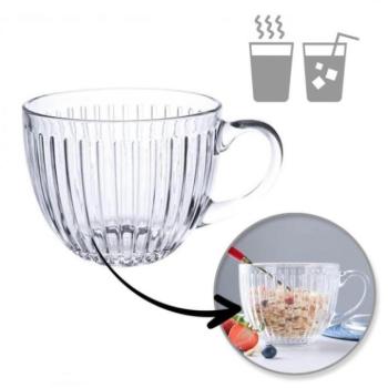 Poharak - Nagy, bordázott pohár füllel - 460 ml kép