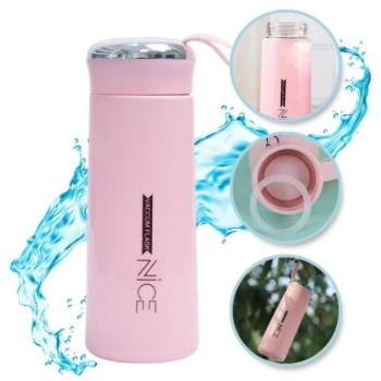 Poharak - Rózsaszín NICE kulacs füllel - 400 ml kép