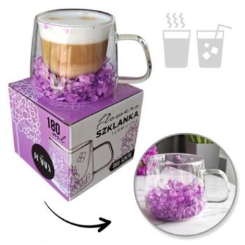 Poharak - Termosz bögre lila hortenzia virágokkal - 180 ml kép