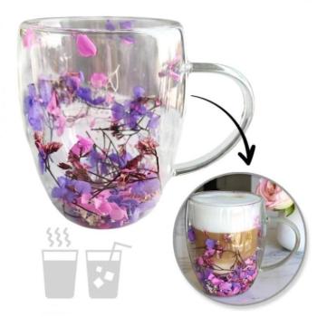 Poharak - Termosz bögre lila-rózsaszín hortenzia virágokkal - 300 ml kép