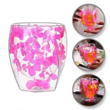 Poharak - Termosz bögre rózsaszín hortenziával - 350 ml kép