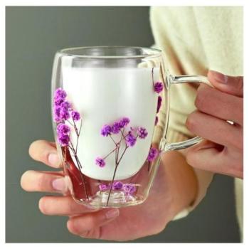 Poharak - Termoszpohár lila virágokkal belül - 300 ml kép