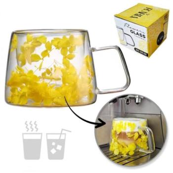 Poharak - Termoszpohár sárga hortenziával belül - 180 ml kép