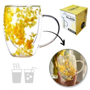 Poharak - Termoszpohár sárga hortenziával belül - 300 ml kép